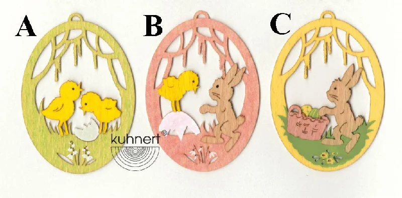 Serial Three Wood Easter Ornaments by Kuhnert GmbH