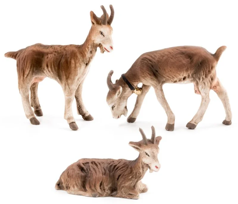 Set of 3 Goats Paper Mache Figurines by Marolin