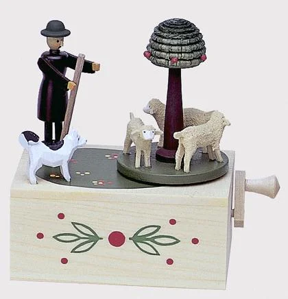 Shepherd Music Box by Wolfgang Werner Volkskunstwerkstatt in Seiffen plays "Schlaf Kindchen Schlaf"