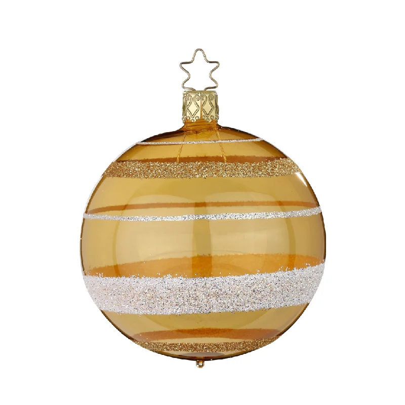 Shimmering Stripes Ball, gold, 8cm by Inge Glas of Germany