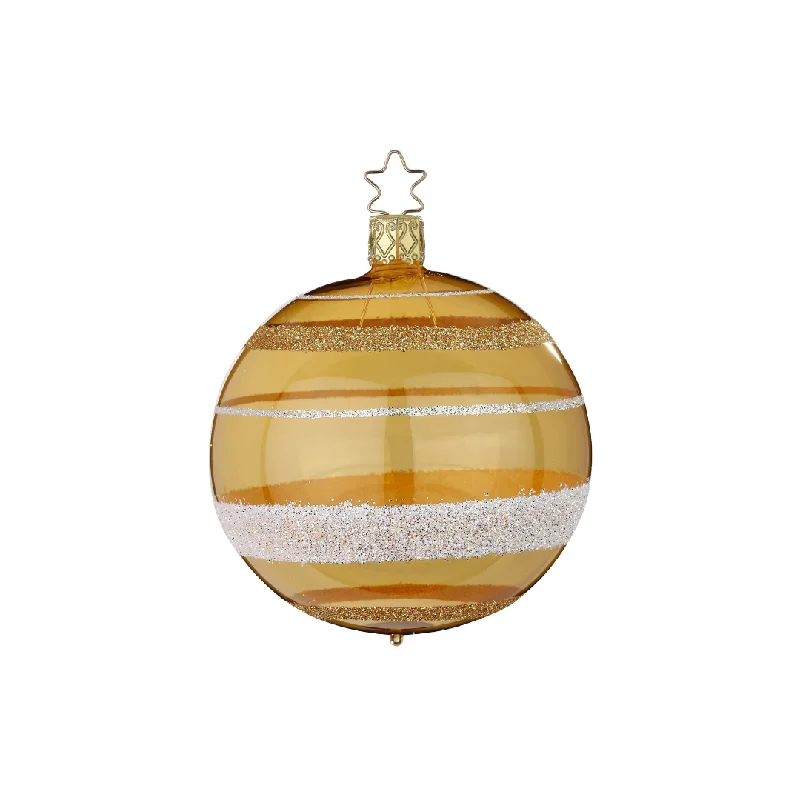 Shimmering Stripes Ball, gold, 6cm by Inge Glas of Germany