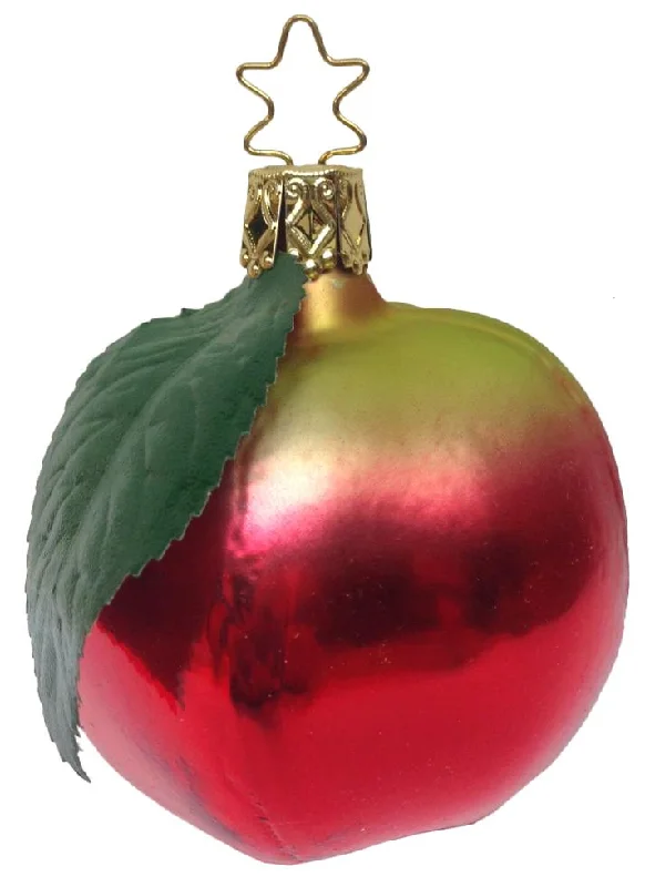 shiny Red and Green Apple Ornament by Inge Glas of Germany