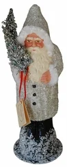 Silver Coated Santa Paper Mache Candy Container by Ino Schaller