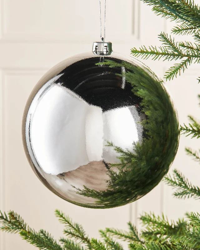 Silver Large Gloss Shatterproof Bauble, 20 cm