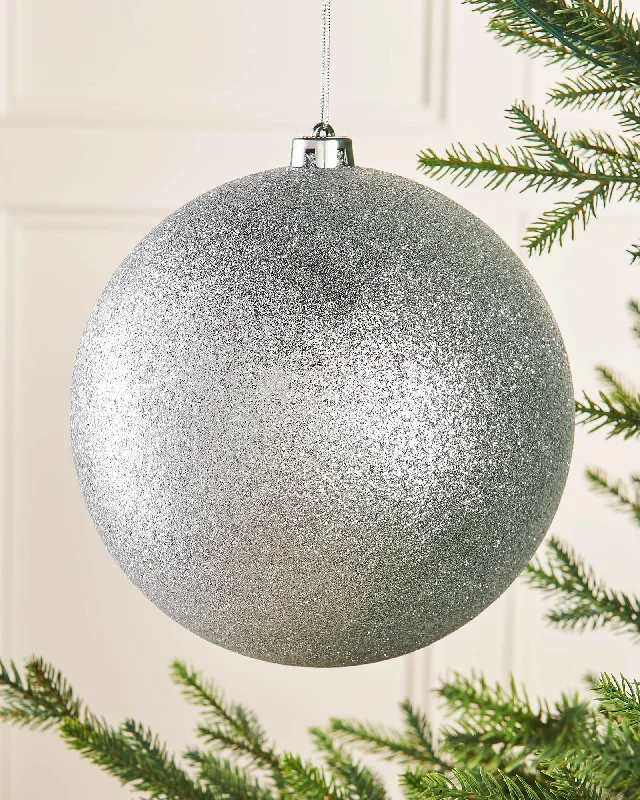 Silver Large Glitter Shatterproof Bauble, 20 cm