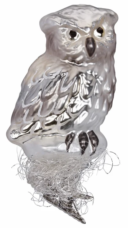 Silver Owl Ornament by Inge Glas of Germany