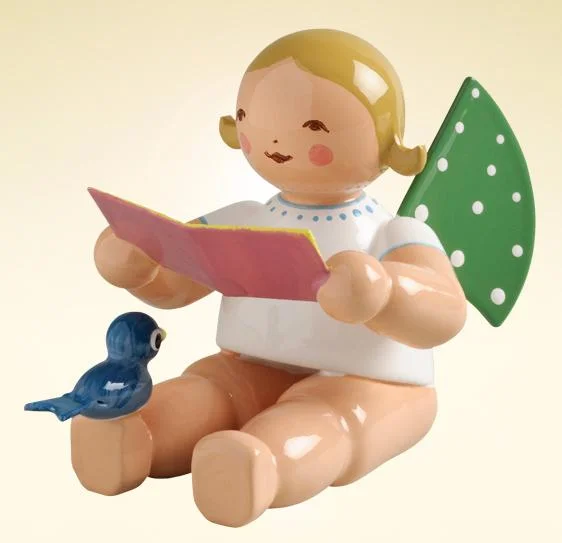 Sitting Angel with Songbook and Bird made by Wendt und Kuhn