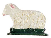 Sitting Sheep, Painted on Both Sides Standing Pewter Figurine by Kuehn Pewter