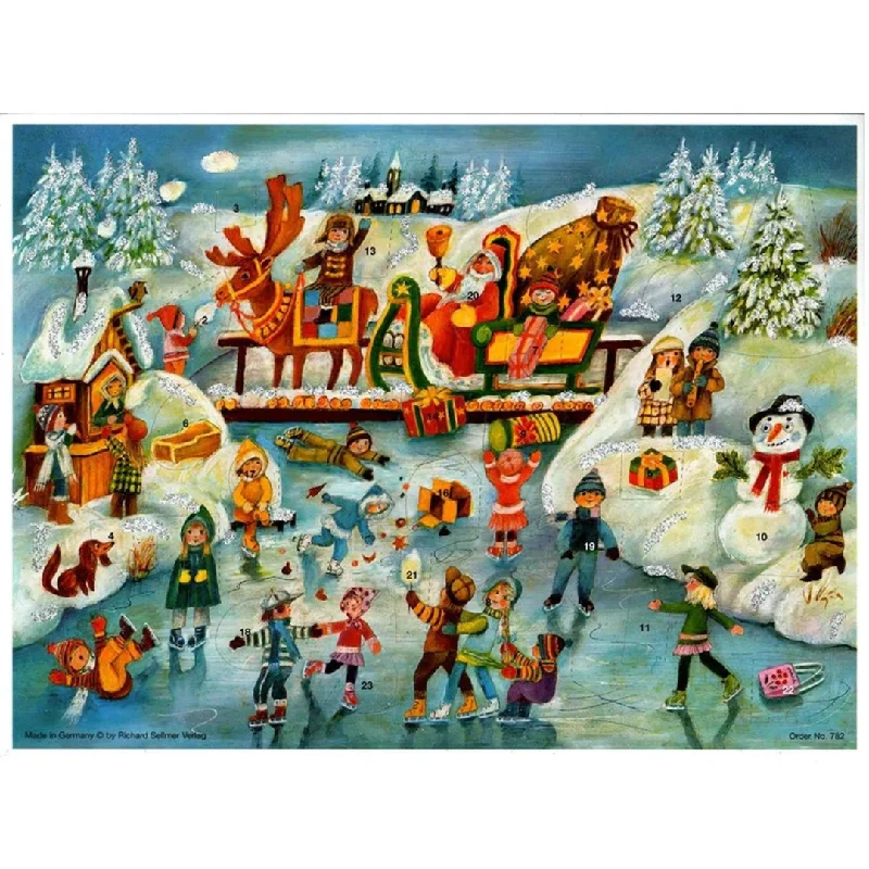 Skating and Santa with Sleigh Advent Calendar by Richard Sellmer Verlag