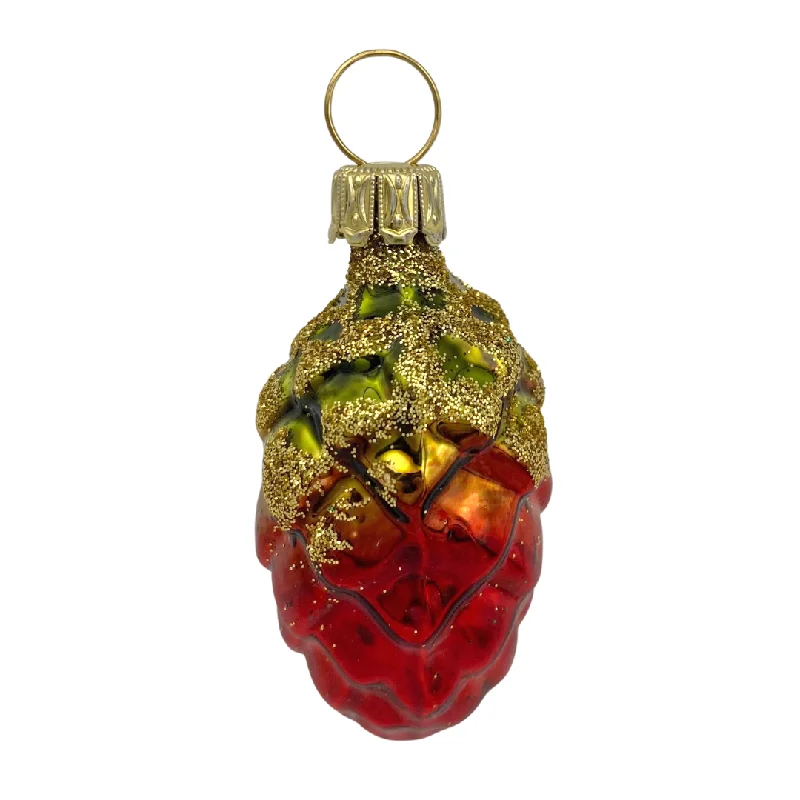 Small Brown and Red Pinecone, Ornament by Old German Christmas