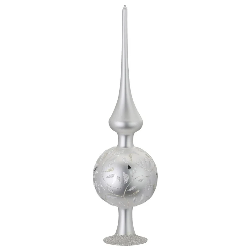 Delights Finial Tree Topper, white matte, 9.9" by Inge Glas of Germany