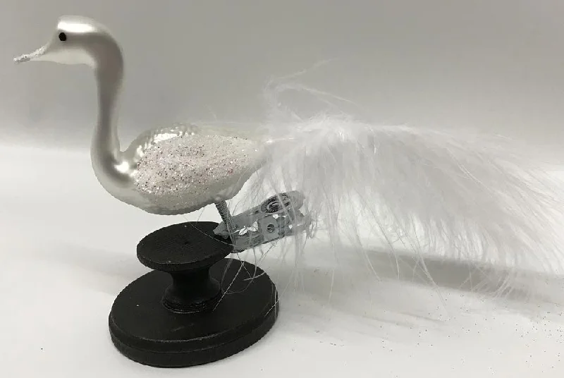 Small White Swan Ornament by Glas Bartholmes