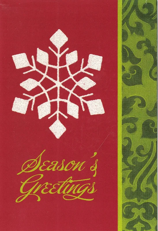 Snowflake Glitter Seasons Greetings Boxed Holiday Cards