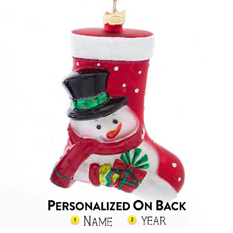 Personalized Snowman Glass Stocking Ornament