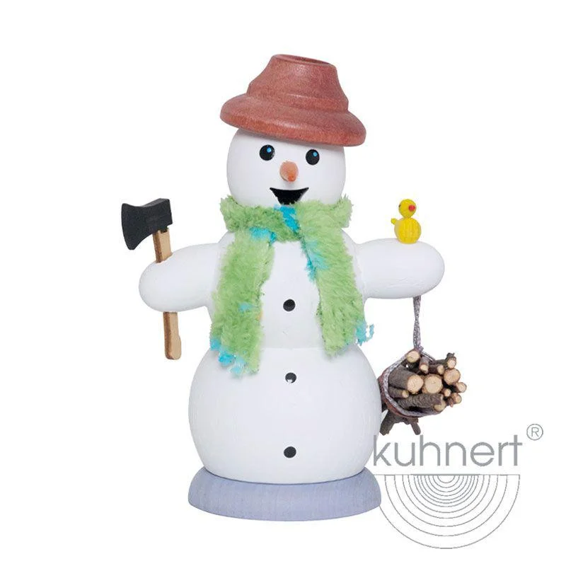 Snowman with Wood and Axe, Incense Smoker by Kuhnert GmbH