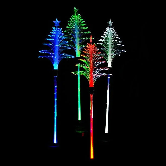 Solar Powered Fiber Optic LED Christmas Tree Garden Stakes