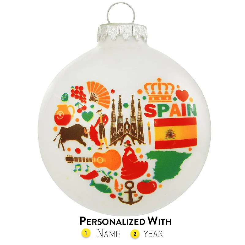 Personalized Spain Glass Bulb Ornament