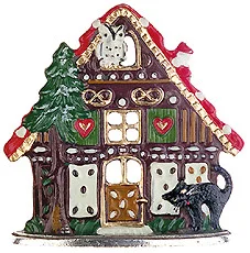 Standing Gingerbread House, Painted on Both Sides Pewter Figurine by Kuehn Pewter