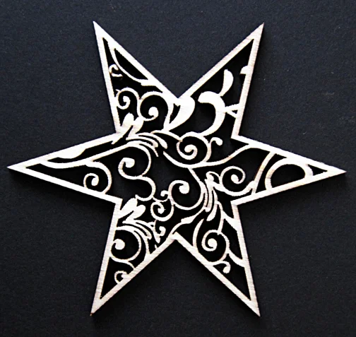 Star with Swirls Wood Ornament by Wandera GmbH