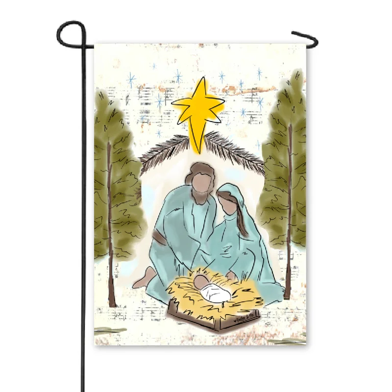 Starry Night Nativity Garden Flag