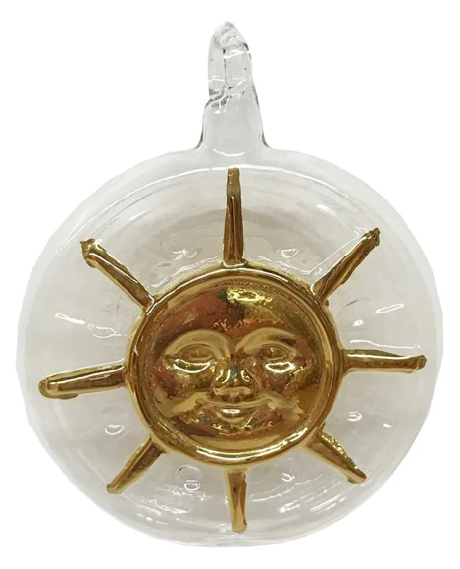 Sun with Rays, 24K Gold on Clear Glass Ornament by Glas Bartholmes