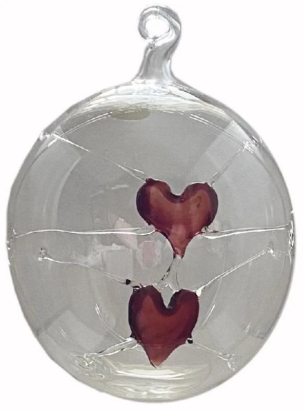 Suspended Double Red Hearts, Ornament by Greiner-Perth Glaskunst