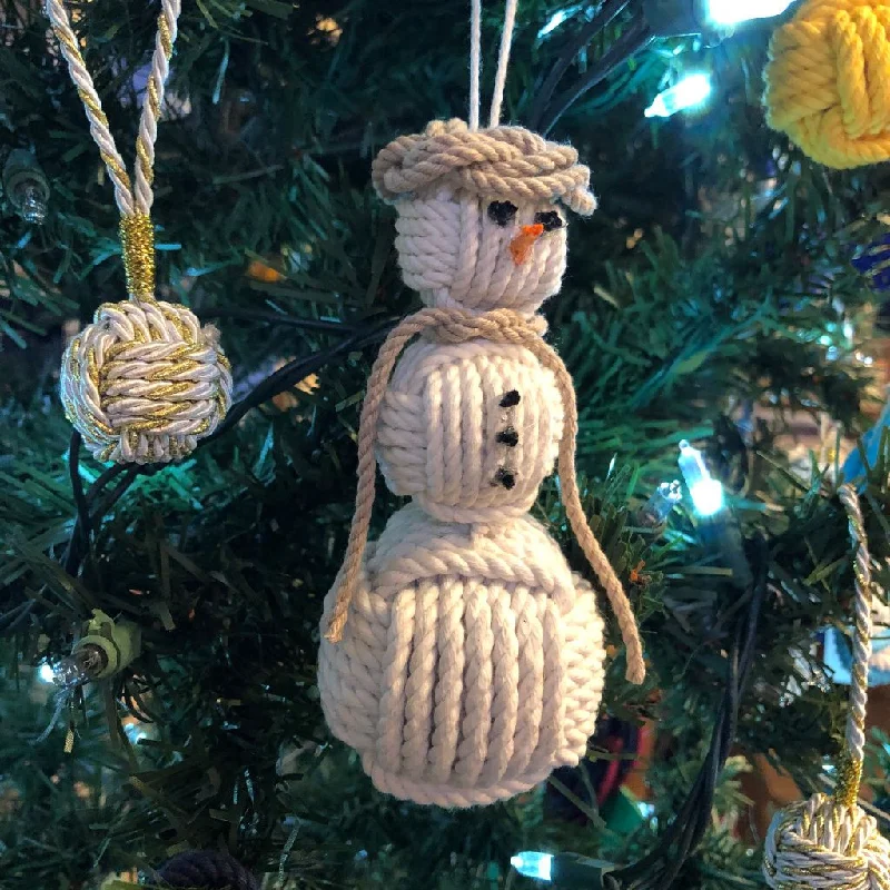 Tan Cap Nautical Snowman Hand Woven Monkey Knots for your tree