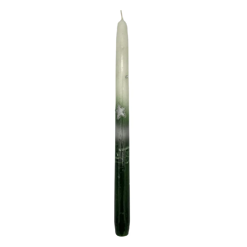 Taper Candle, Green Ombre with Star by EWA Kerzen