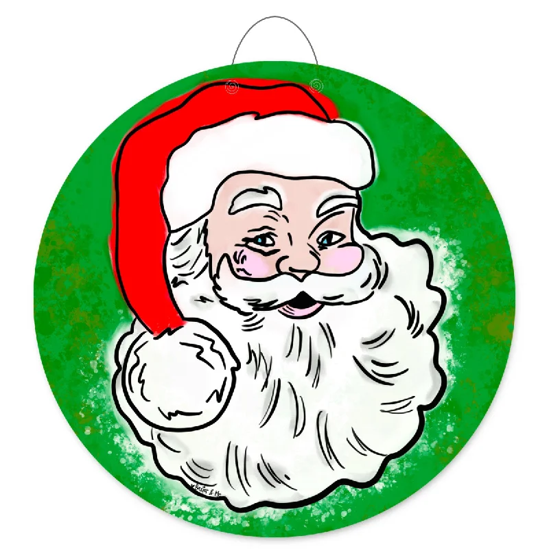 Traditional Green & Red Santa Door Hanger