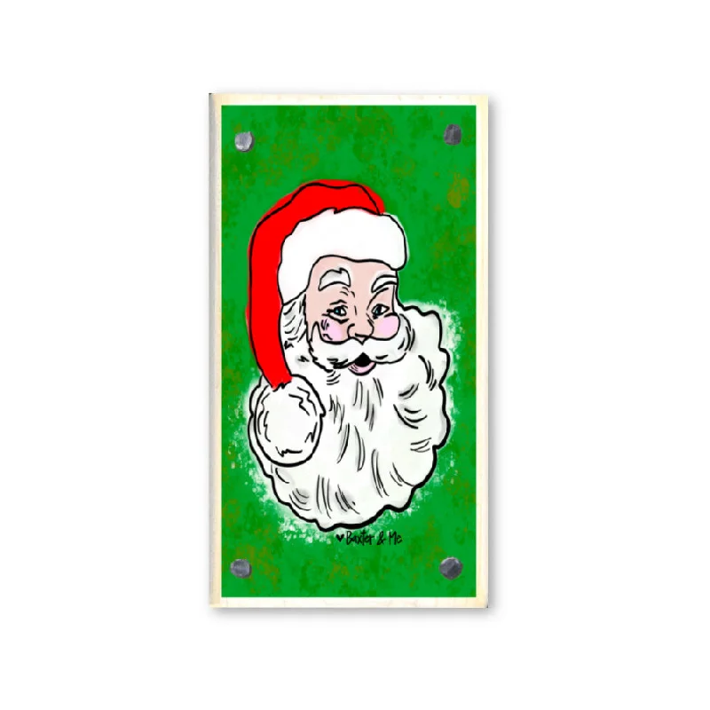 Traditional Green & Red Santa Happy Block