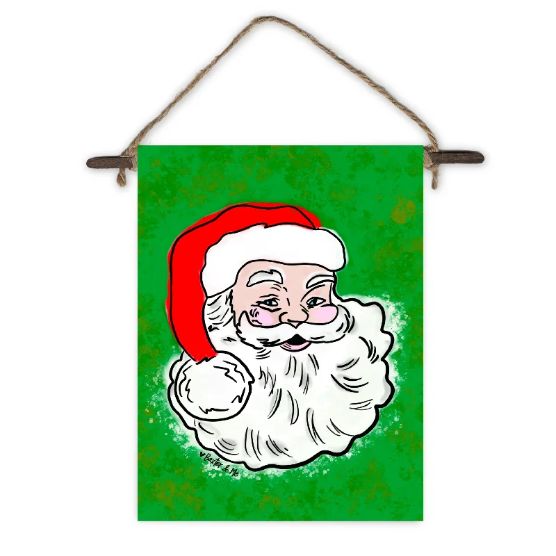 Traditional Green & Red Santa Mini Wall Hanging