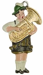 Tuba Player, Painted on Both Sides Pewter Ornament by Kuehn Pewter