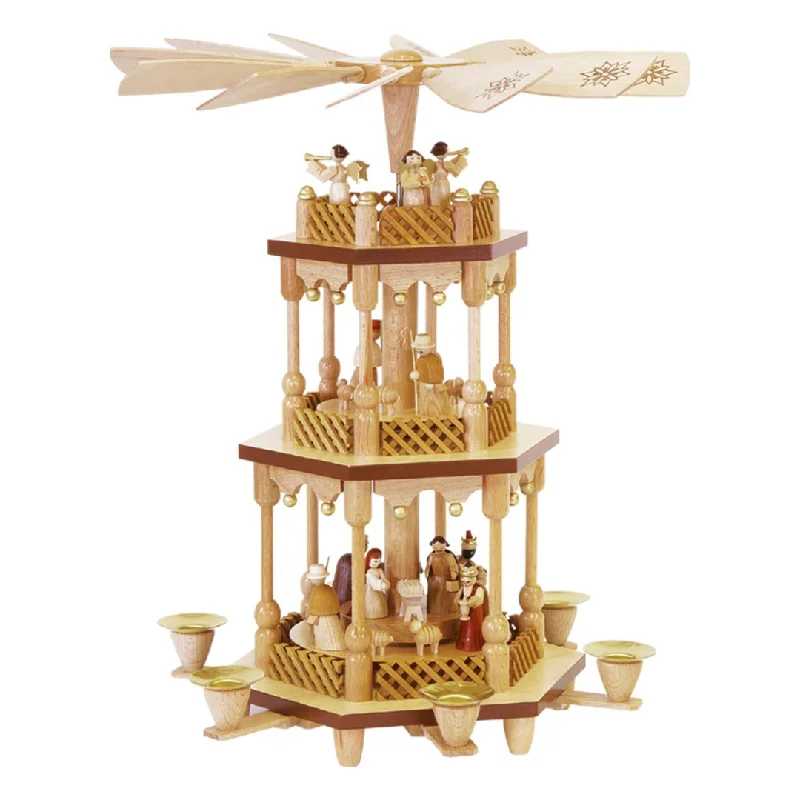 Two Tier Nativity with Brown Trim Pyramid by Richard Glasser GmbH