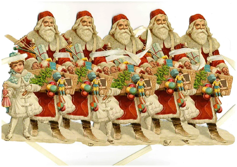 Victorian Style Scrap Santa and Girl Garland by Ernst Freihoff Papierwaren