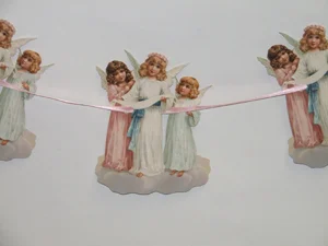 Victorian Style Scrap Three Angels Garland by Ernst Freihoff Papierwaren