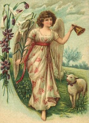 Vintage Style Angel and Lamb Postcard by Ernst Freihoff Papierwaren