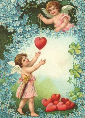 Vintage Style Angels and Hearts Postcard by Ernst Freihoff Papierwaren