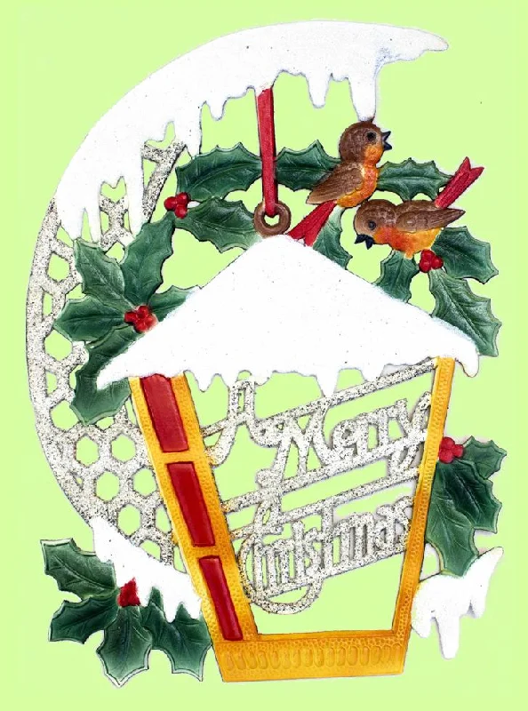 Vintage Style Merry Christmas Lantern and Birds Wall/Window Decoration by Ernst Freihoff