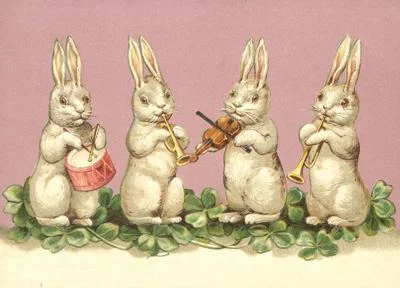 Vintage Style Rabbit Band Postcard by Ernst Freihoff Papierwaren