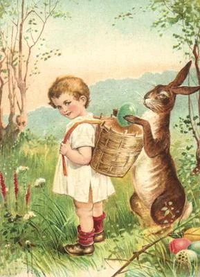 Vintage Style Rabbit and Child Postcard by Ernst Freihoff Papierwaren