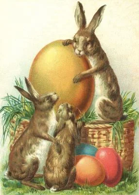 Vintage Style Rabbits and Eggs Postcard by Ernst Freihoff Papierwaren