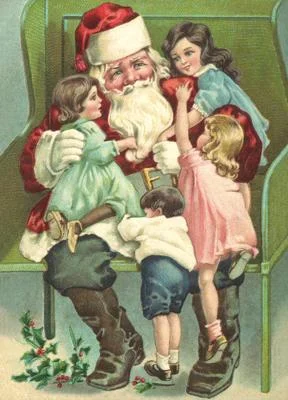 Vintage Style Santa and Children Postcard by Ernst Freihoff Papierwaren