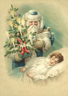 Vintage Style Santa and Sleeping Child Postcard by Ernst Freihoff Papierwaren