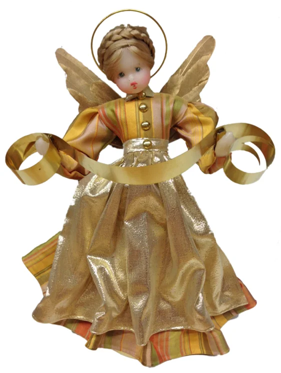 Wax Angel with Butterscotch Plaid Dress by Margarete and Leonore Leidel in Iffeldorf