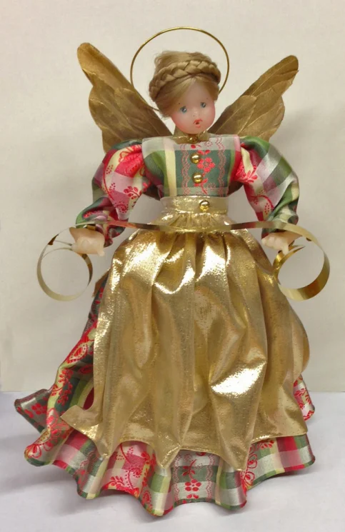 Wax Angel with Floral Plaid Dress by Margarete and Leonore Leidel in Iffeldorf