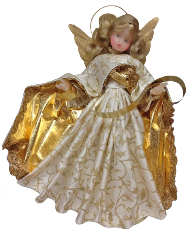 Wax Angel with Gold Brocade Dress by Margarete and Leonore Leidel in Iffeldorf