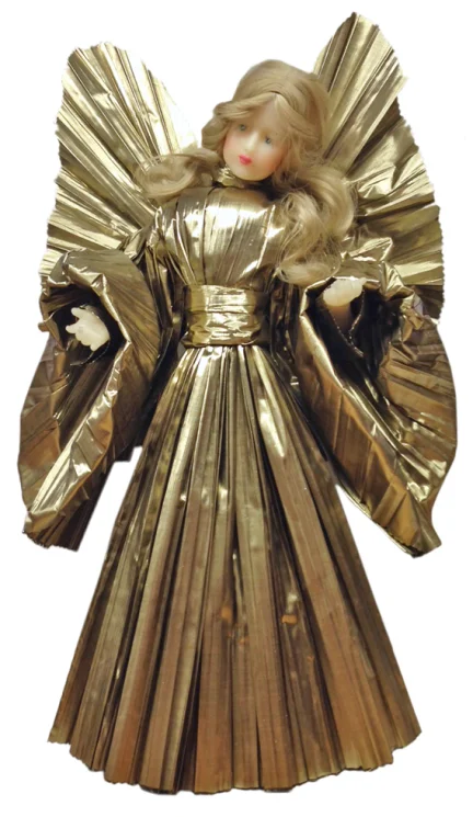 Wax Angel with Gold Pleated Dress by and Leonore Leidel in Iffeldorf