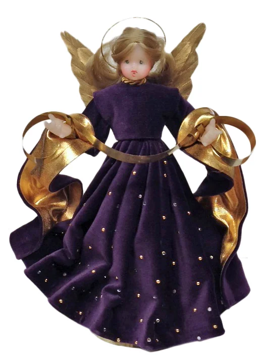 Wax Angel with Purple Rhinestone Dress by Margarete and Leonore Leidel in Iffeldorf