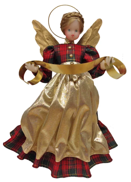 Wax Angel with Red/Green Plaid Dress by Margarete and Leonore Leidel in Iffeldorf