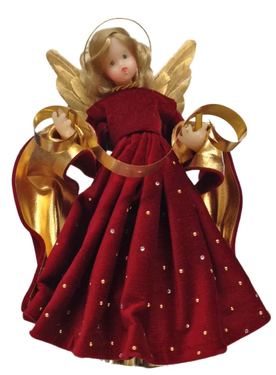 Wax Angel with Red Rhinestone Dress by Margarete and Leonore Leidel in Iffeldorf